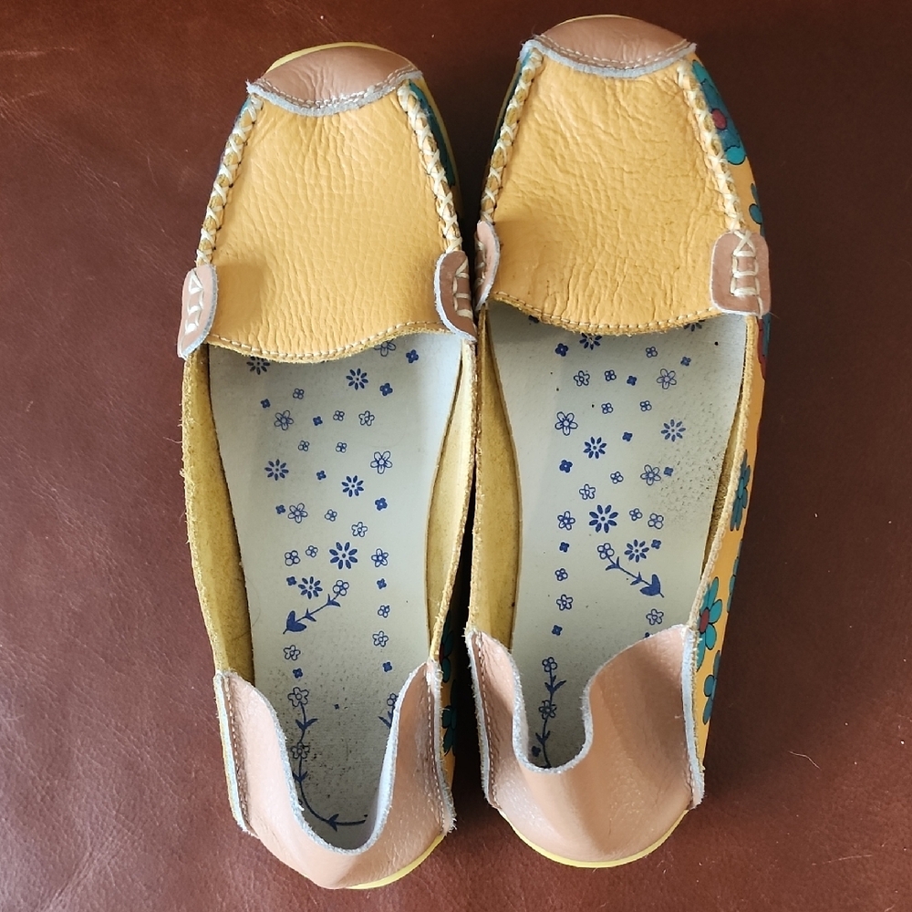 Yellow and Tan Women's Loafers